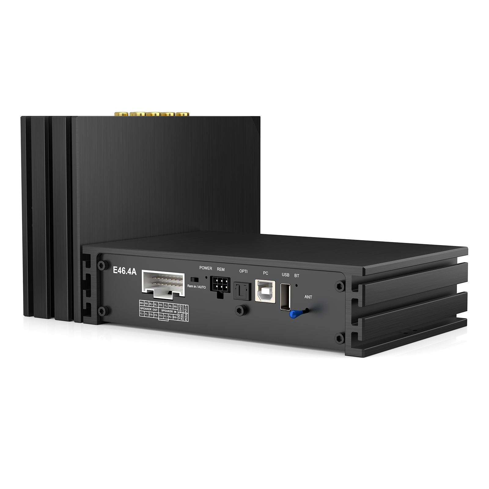 Compact AudioWinner E46.4A Class AB DSP amplifier enclosure
