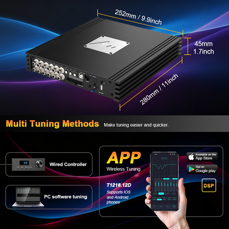 T1216.12H DSP tuning with controller PC Android and iOS app