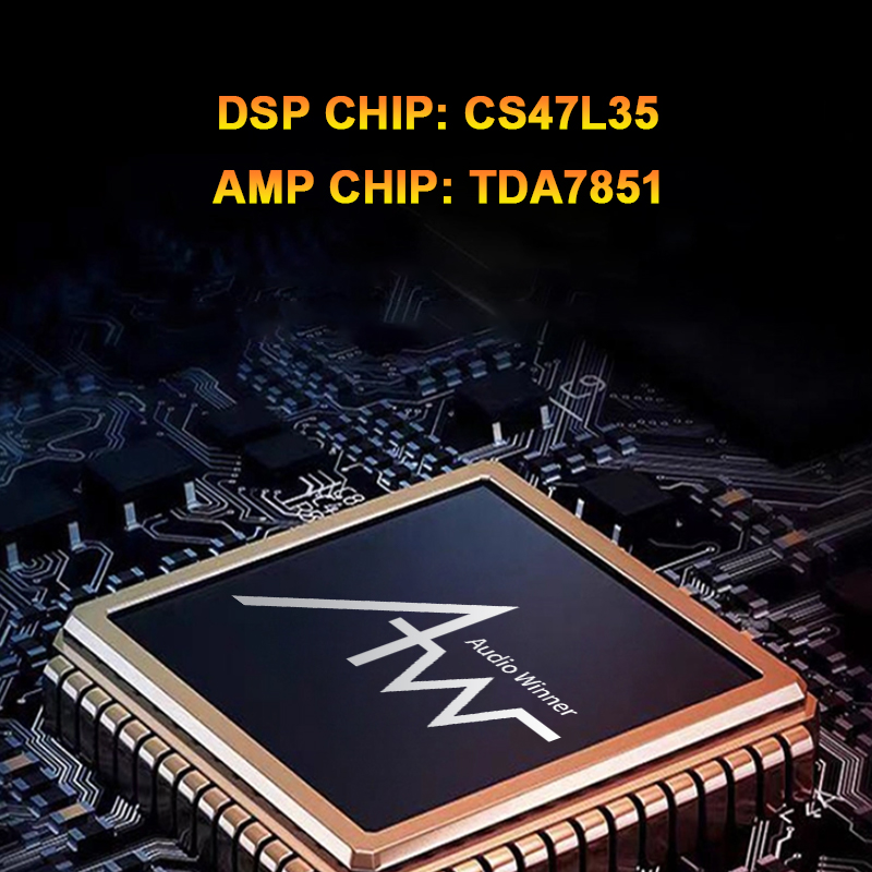 Cirrus Logic CS47L35 DSP and TDA7851 amplifier chips used in E46.4A