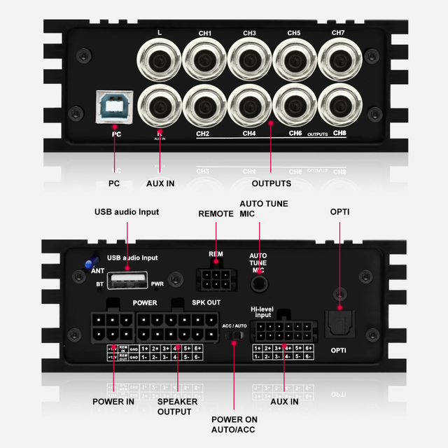 Audio Winner S68.6D Hi Performance Auto Tune 8CH DSP Car Audio Processor with 6ch Class D Car Amplifier 20-20kHz