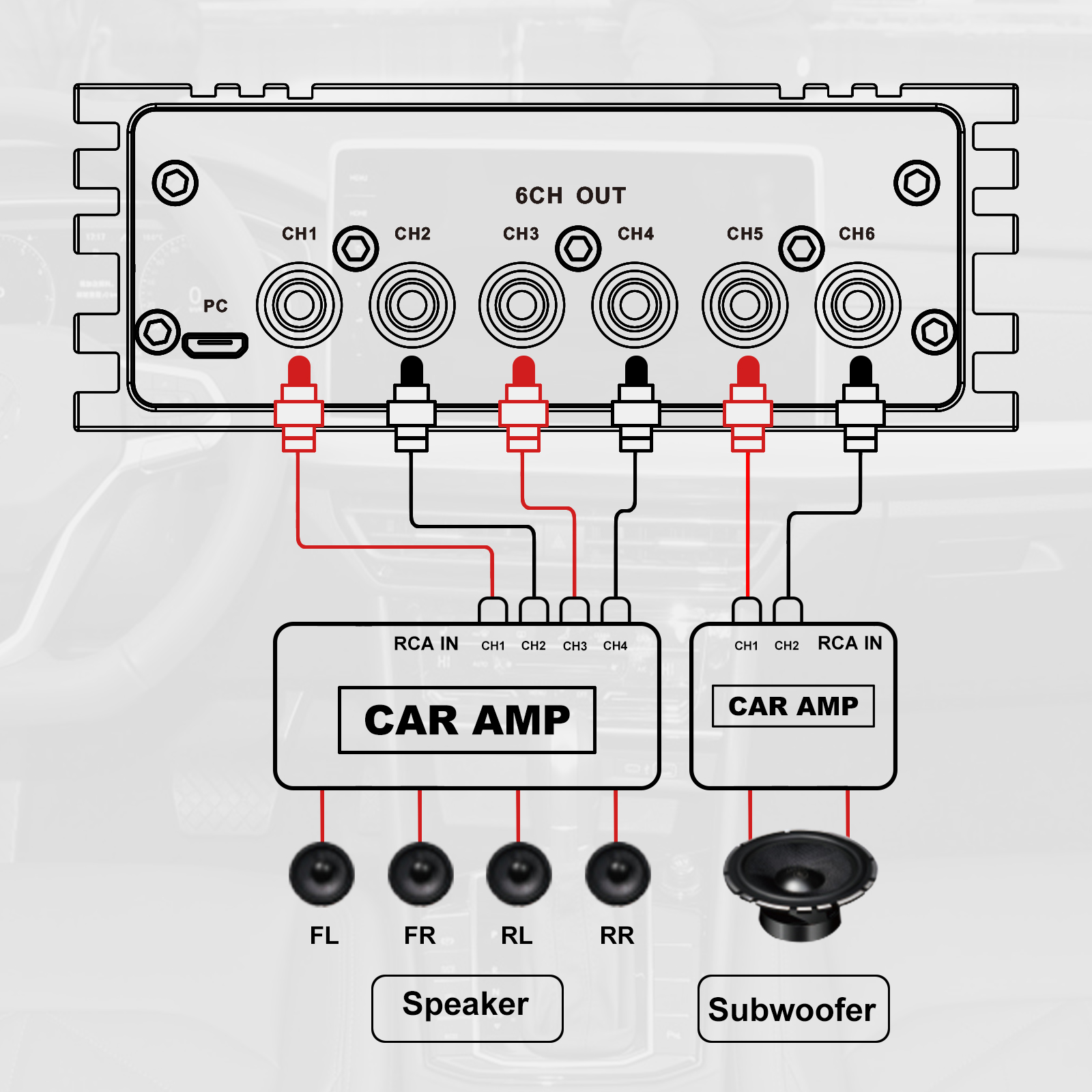 AudioWinner DSP46U New Design BlueTooth 4 Channel Mini Size Car 4 In 6 Out Audio Processor car Dsp