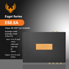 Audiowinner E68.8A Full Range Frequency 8-Channel DSP Car Processor with 8 Ch Class Ab Car Amplifier