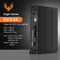 AudioWinner E812.8A 12 Channel Dsp Car Audio Processor with 8 CH Class AB Car Amplifier Wire Less Control