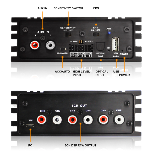 AudioWinner DSP46U New Design Blue Tooth 4 Channel Mini Size Car D Class 4 In 6 Out Amplifier Audio Processorcar Dsp