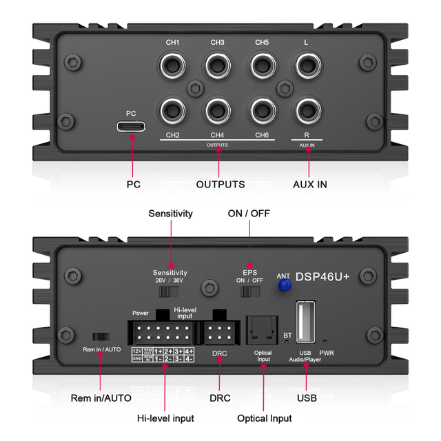 4 in 6 out Bluetooth DSP car audio processor