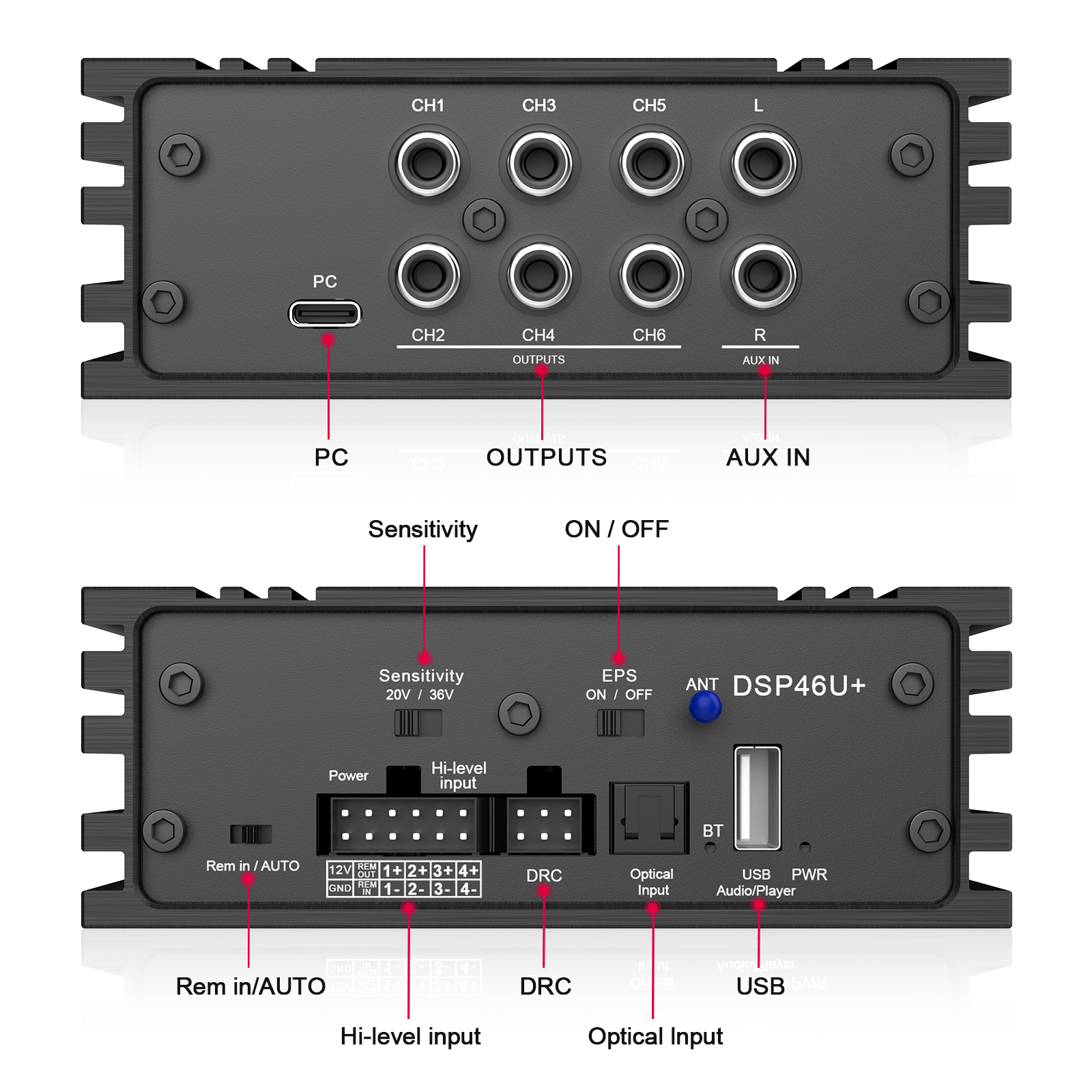 AudioWinner DSP46U+ New Design BlueTooth 4 Channel Mini Size Car 4 In 6 Out Audio Processor car Dsp