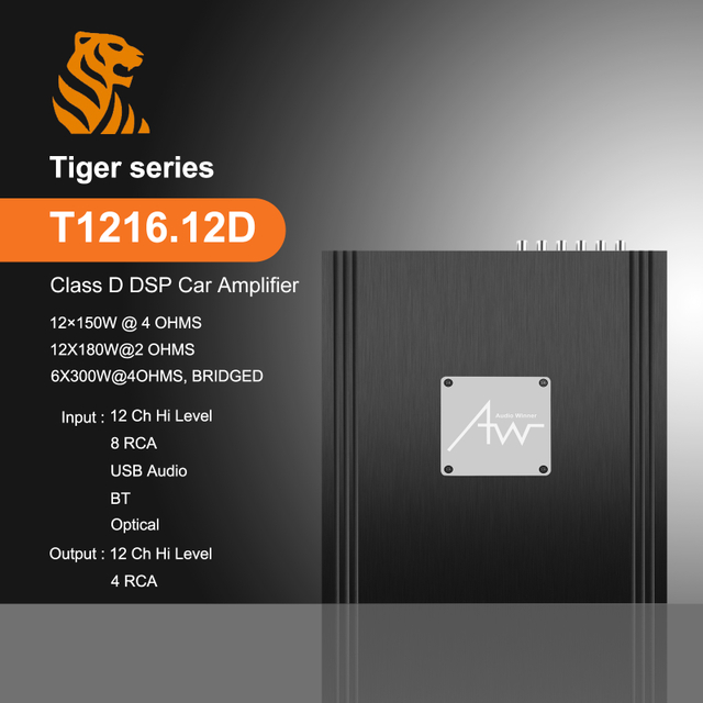 Audio Winner T1216.12H 16 Channel DSP Car Audio Processor with 12ch Hi Power Class D Car Amplifier