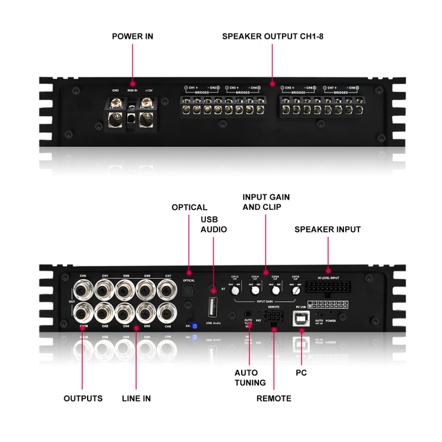professional sound system car speakers 8 channel mini amplifier for car music android