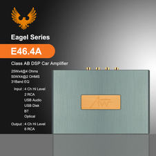 Audio Winner E46.4A high quality full range 6 channel car DSP with 4ch Class AB Car Amplifier controller by mobile app and PC software