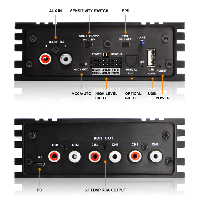 AudioWinner DSP46U Bluetooth 4 Channel Mini Size Car 4 In 6 Out Audio Processor car DSP