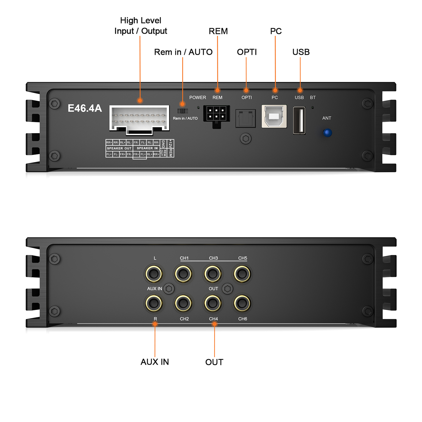 AudioWinner E46.4A 4-in 6-out Class AB DSP Car Amplifier