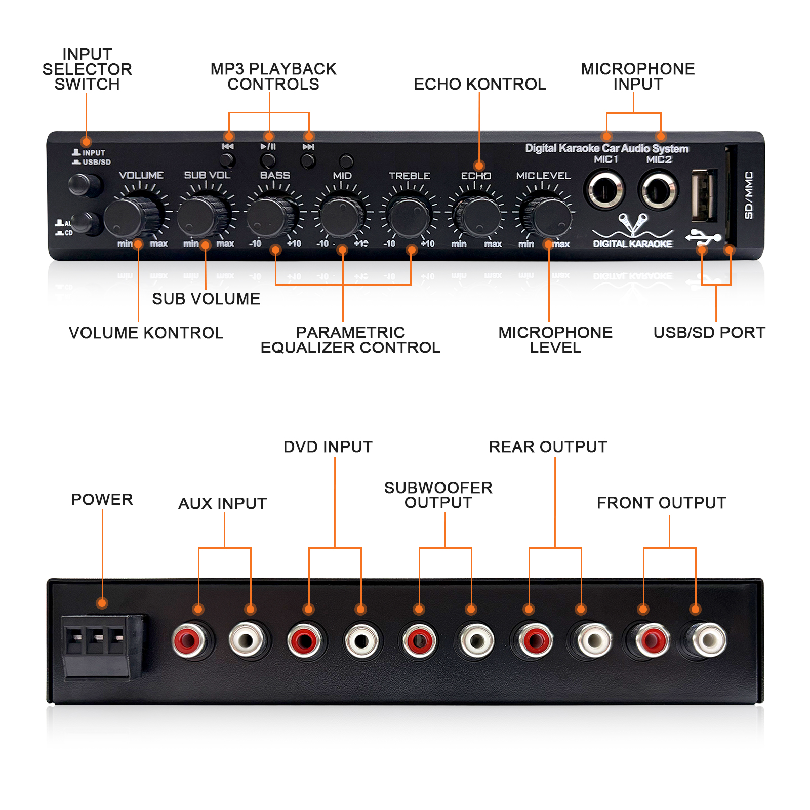 999KEQ Digital Car Audio Equalizer with USB & SD Player