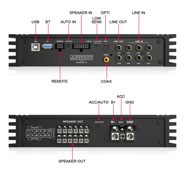 AudioWinner T68.6D High power 8 Channel DSP car audio processor with 6 channel class d car amplifier