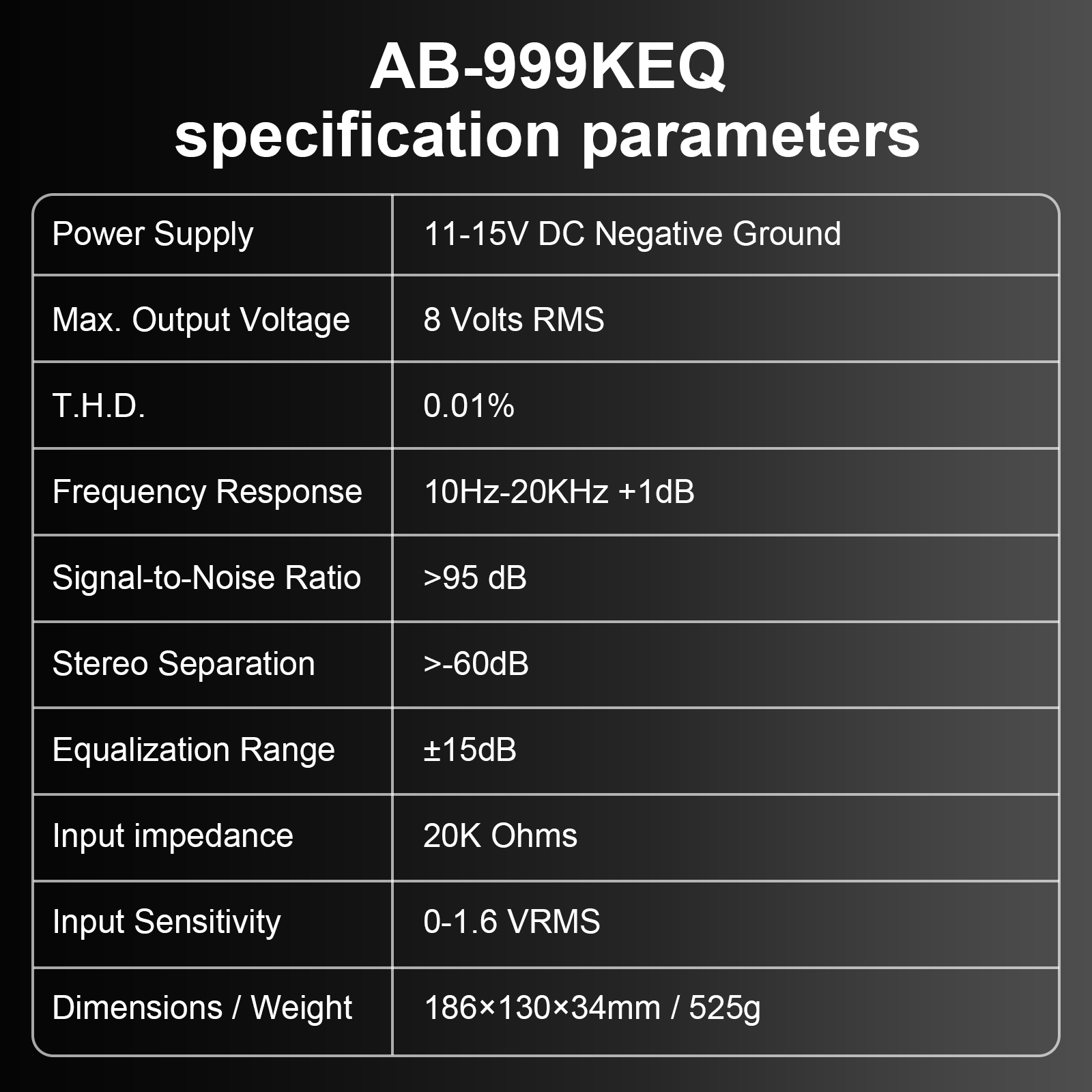 999KEQ Digital Car Audio Equalizer with USB & SD Player