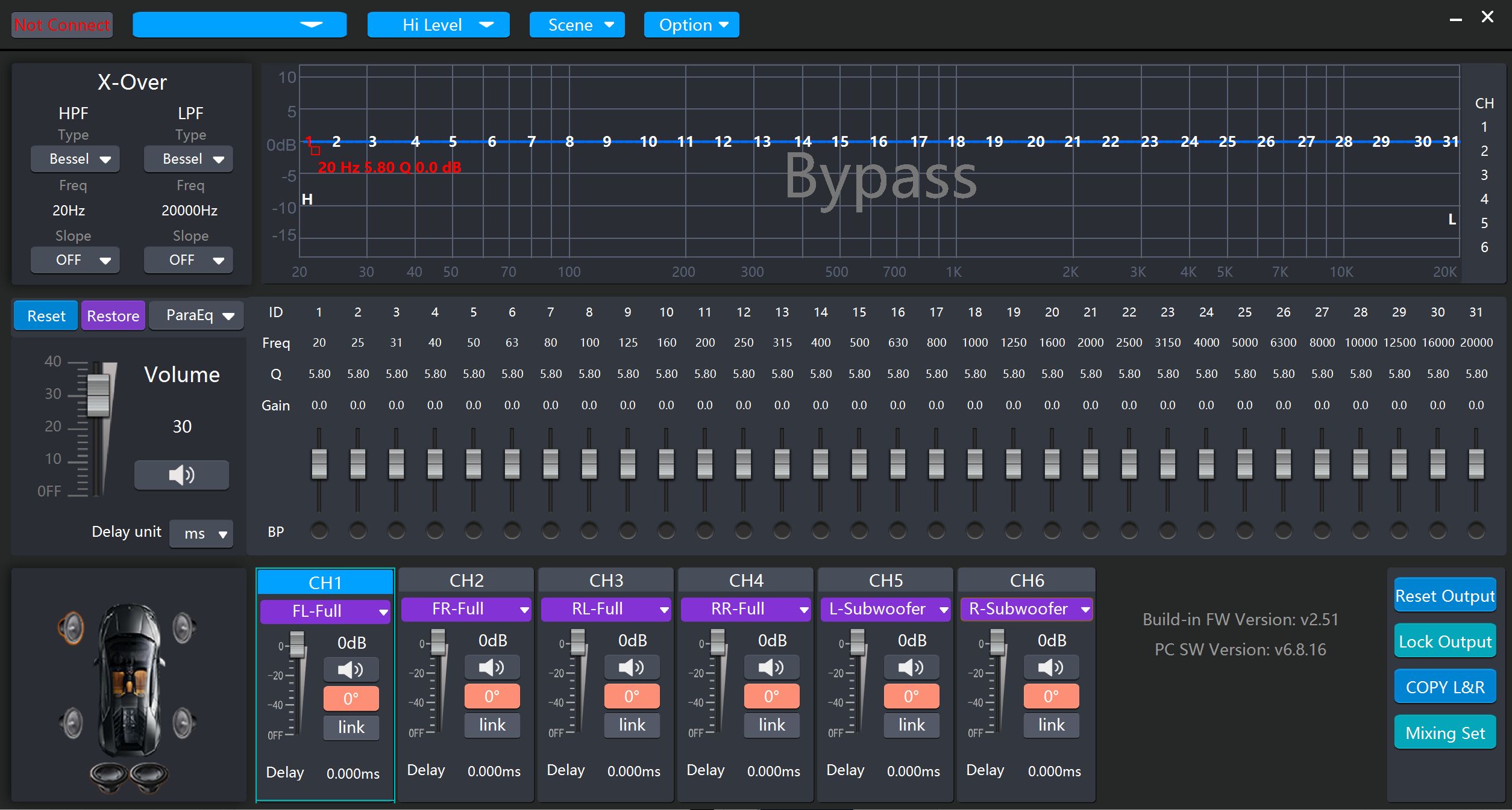 DSP processor PC tuning software interface
