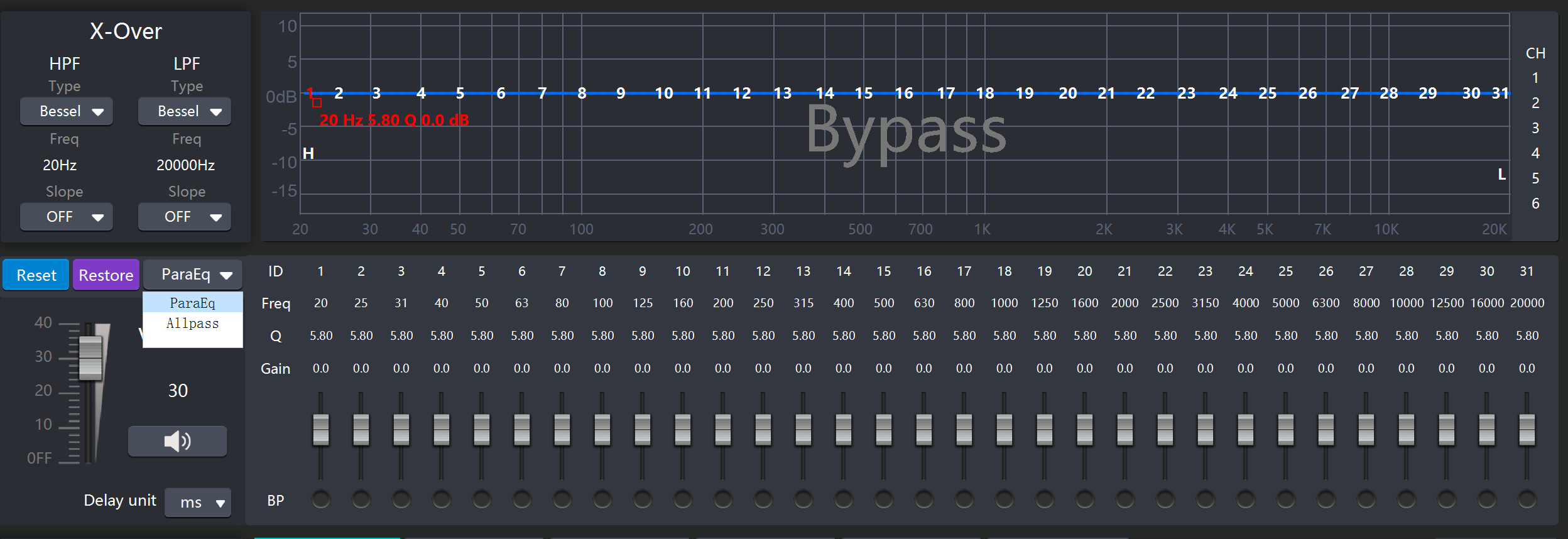 31 band DSP equalizer tuning