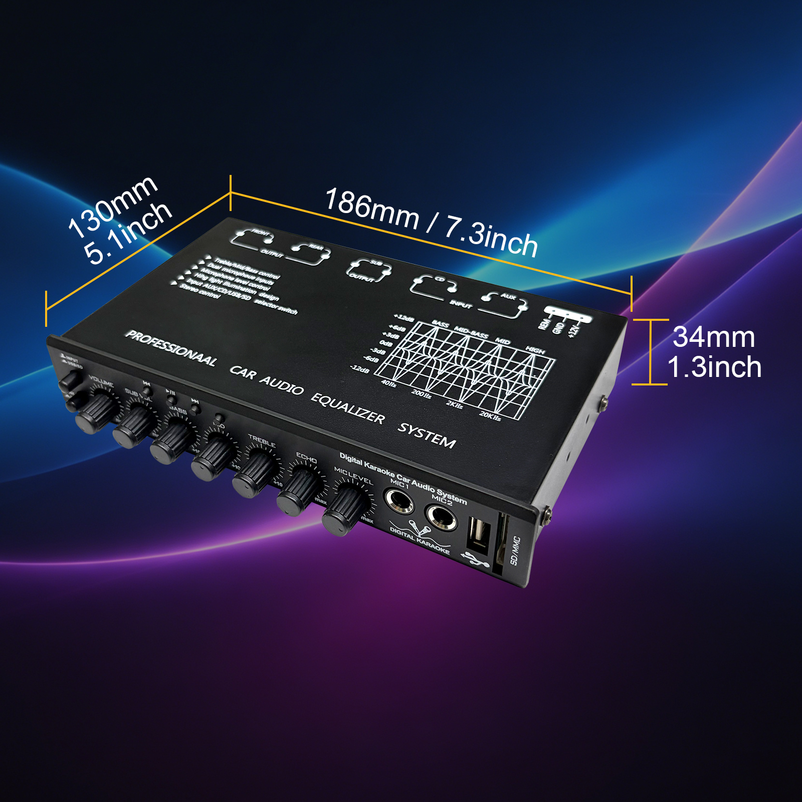 999KEQ Digital Car Audio Equalizer with USB & SD Player