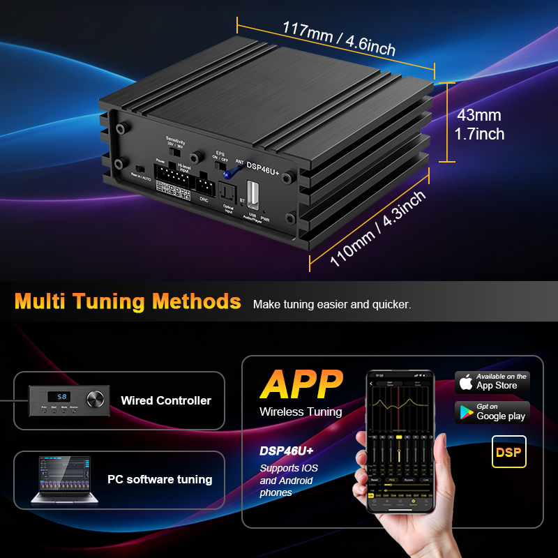 DSP46U+ Bluetooth DSP processor with APP tuning and PC software control